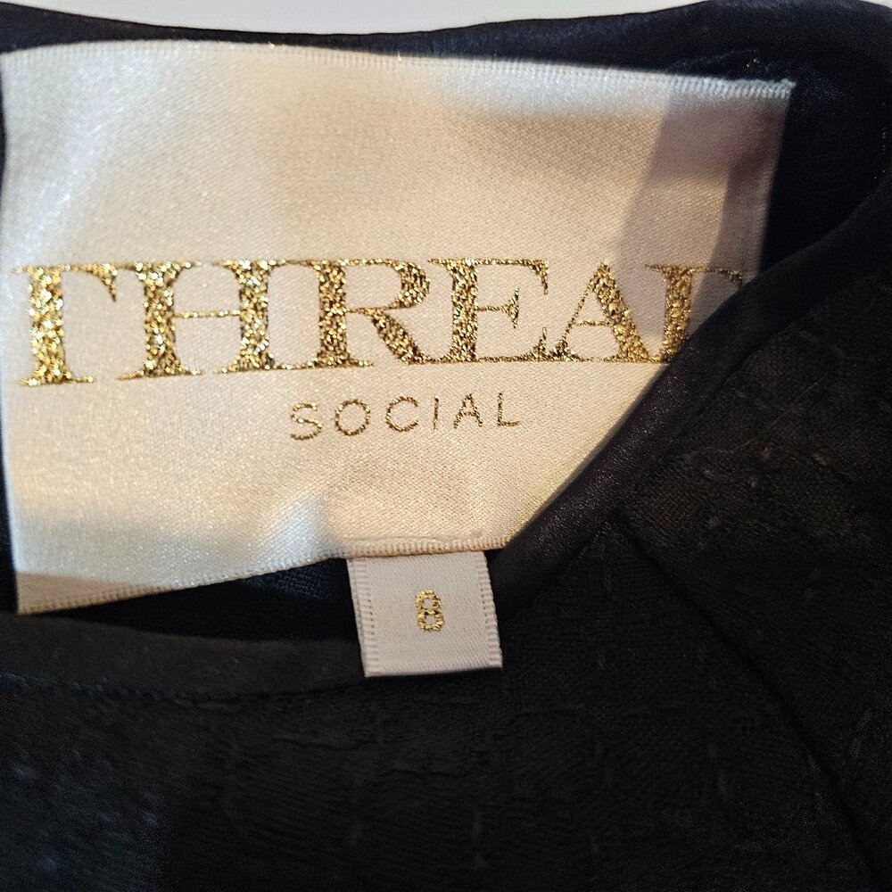 Thread Social Dress Black with Ivory Silk Band at the Bottom Size 8